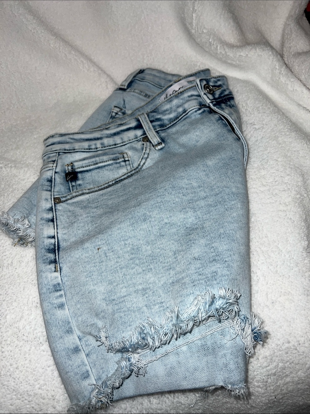 KanCan Light Blue Distressed Denim Shorts